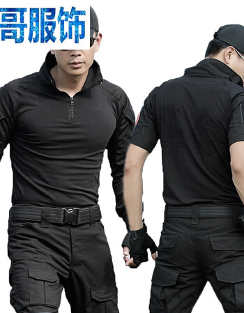 夏户外蛙服黑色长短袖套装男特种兵耐磨修身迷彩服青蛙战术作训服海军