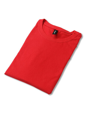 纯色短袖潮流青年纯上衣体恤简约宽松t恤男半袖打底衫 大红色 s