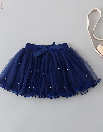 印女童短裙2018款夏季雪纺公主蓬蓬纱裙中大童夏装儿童半身裙sd 蓝色