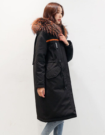 羽绒服女中长款新韩版 潮长款加厚大毛领 黑色 xl【图片 价格 品牌