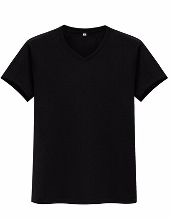 男装2018春夏男装短袖t恤 纯棉v领光板t恤 广告衫定制 黑色 l