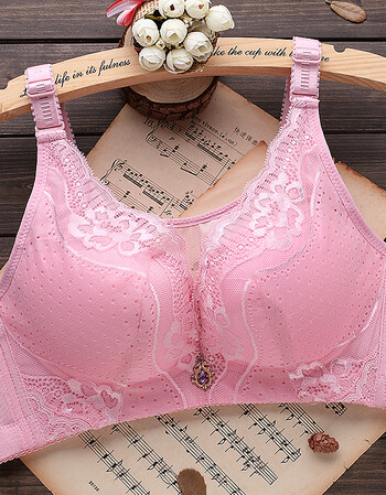 大码胖mm抹胸式文胸薄款性感无钢圈胸罩拢收副乳内衣女士 粉红色 80b