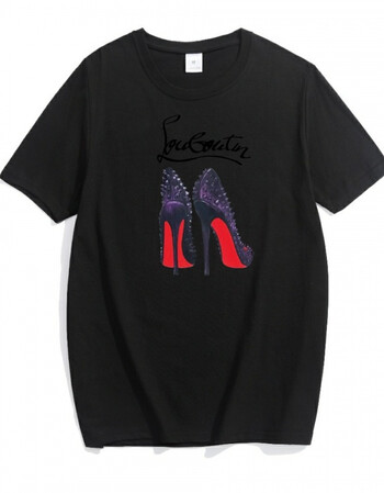 2018新款性感带刺高跟鞋女欧美风纯棉上衣宽松t恤短袖品质定做 黑色 l