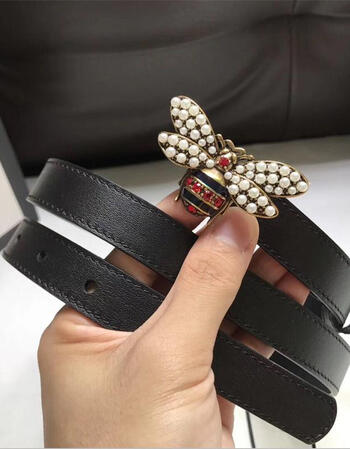 简约百搭韩国2018新款小蜜蜂装饰女士真皮皮带女牛皮连衣裙细腰带