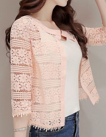 夏季蕾丝开衫薄款短外套夏装防晒衣空调衫女士蕾丝外搭小披肩ssn5827