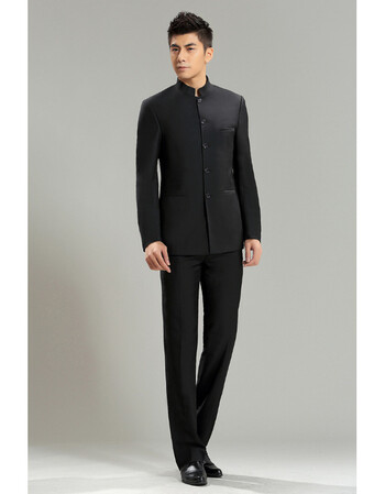 秋季修身时尚韩版中山装套装男士青年中华立领西服中式潮唐装结婚