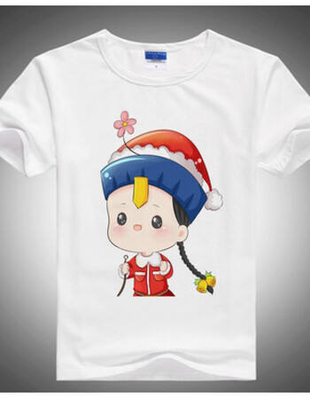 珂梵图僵小鱼动漫周边 可爱的小僵尸 长短袖通用版 圆领白t恤 10 男款