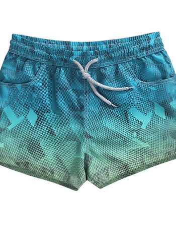 情侣速干五裤宽松休闲海滩短裤男潮大码大裤衩沙滩裤男 渐变绿女款