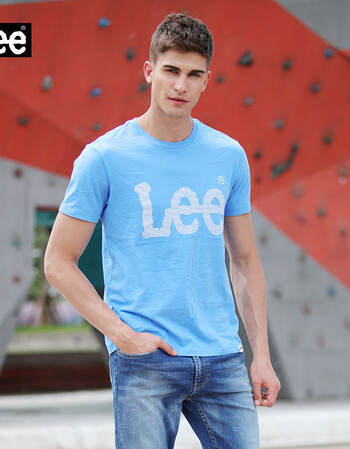 lee男装 2017春夏新品经典百搭短袖印花t恤男l270092lq3xm 蓝色 xxl