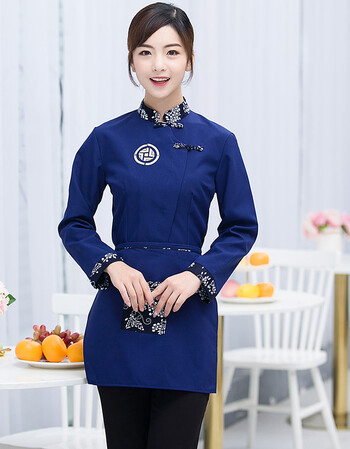 服务员工作服男女中餐厅酒店饭店快餐店火锅店奶茶店餐饮长袖秋n 女款