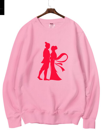 牛郎织女情侣卫衣圆领套头薄款男女中国风个性休闲旅游衣服薄长袖 深