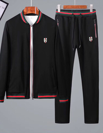 木宸(muchen)古奇风格小蜜蜂男装香港潮牌棒球领拼色开衫潮人卫衣休闲