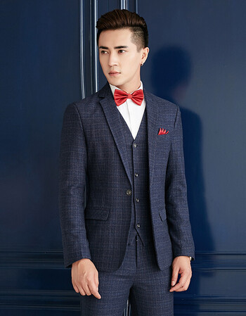 西服套装男士修身三件套季新款新郎婚礼服结婚伴郎西装男职业装正装