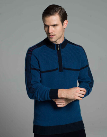 牧野旷歌 羊毛衫男 2015秋冬新款半高拉链领纯色加厚山羊绒男装 b款