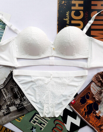 特惠内衣套装女性感蕾丝镂空绑带美背聚拢无钢圈情趣透视内裤熟女胸罩