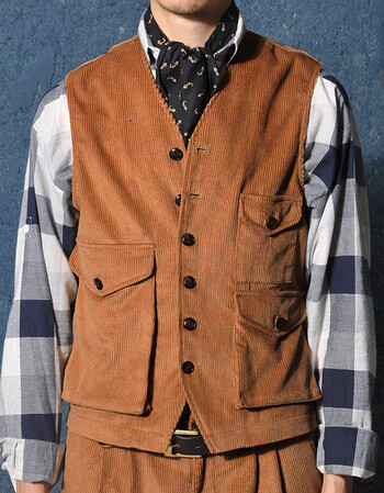 美式阿美咔叽多口袋工装坎肩日系灯芯绒潮背心定做英伦复古马甲男 深