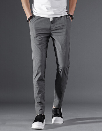 男裤子休闲裤夏季薄款松紧腰冰丝百搭宽松韩版潮流小脚弹力运动夏