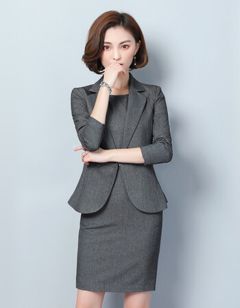 职业装连衣裙女西装套装正装时尚套裙ol商务小西服连衣裙两件套新品
