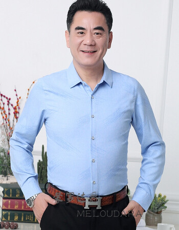 夏天中老年男装长袖衬衫40-50岁男士上衣中年人爸爸秋季薄款衬衣 t18