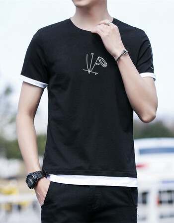 前线圆领短袖t恤春夏花2018新款男装打底衫8a21p衣服男士潮流公子