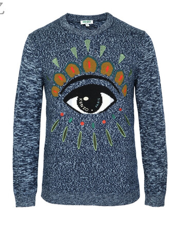 kenzo/高田贤三 大眼睛刺绣睫毛图案男士毛衣银泰 蓝色1 s