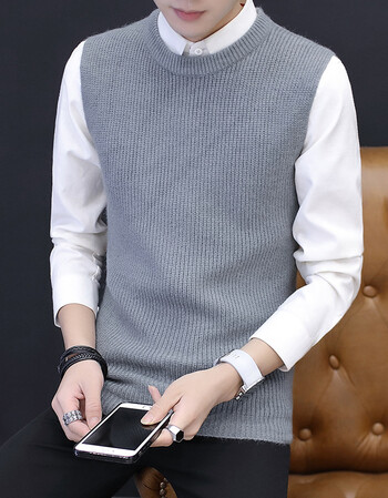男士假领毛衣衬衫春秋季毛衣男士韩版潮假两件衬衫领带领针织衫长袖