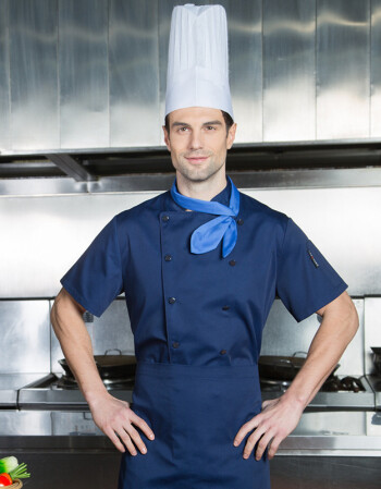 酒店厨师长厨衣短袖夏厨师服饭店西餐工作服后厨 蓝色短袖 xxxl