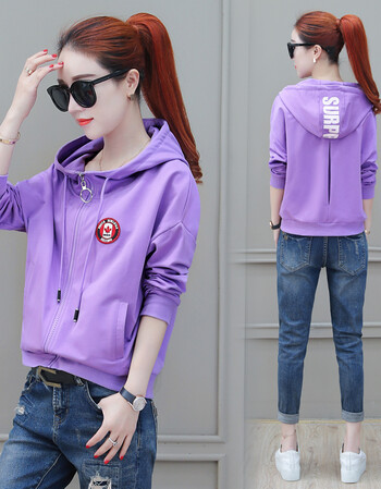 卫衣女2018新款秋装长袖韩版宽松百搭春秋季上衣运动休闲外套 紫色 l
