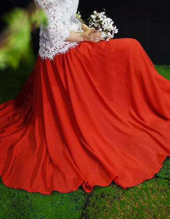 长裙百褶高腰裙子8米大摆沙滩裙中长款三层雪纺半身裙夏 大红色 三层