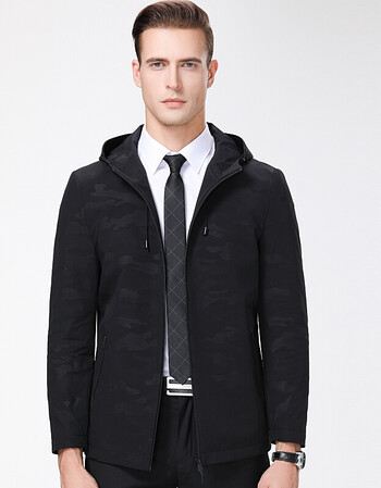 皮尔卡丹男士夹克2018秋装新款时尚休闲连帽秋季外套 185/xxl