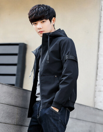 男士外套春秋2018新款韩版潮流秋装修身帅气薄款休闲连帽夹克男装