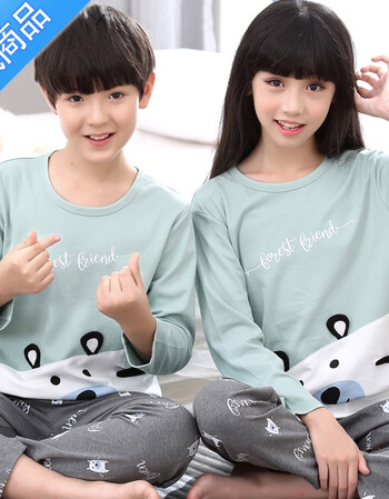 男女大童12-13-15岁睡衣儿童长袖 初中学生春秋季卡通男孩女孩bf 长袖