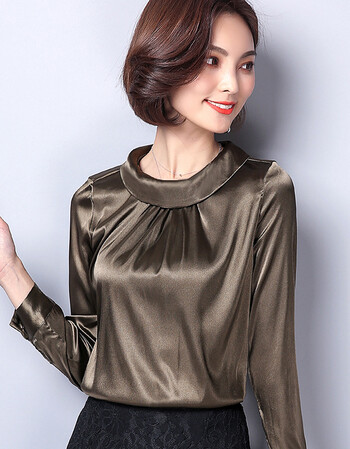 秋衣服女长袖春秋2018薄款真丝女上衣立领桑蚕丝打底衫女长袖小衫