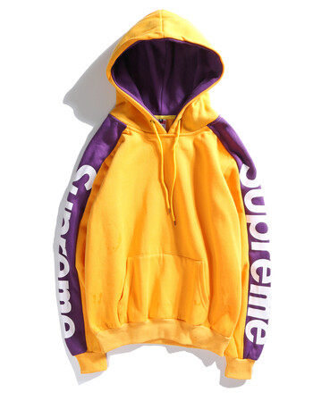 卫衣supreme情侣装潮牌代购旗舰男女款连帽长袖满印花a21boy 1813黄色