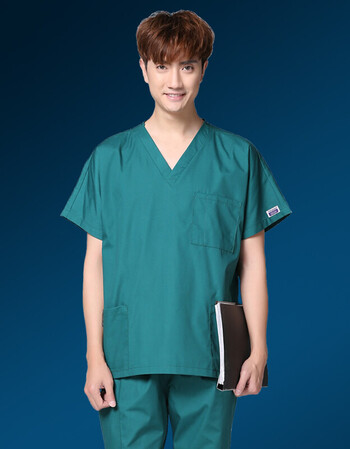 洗手衣短袖手术服分体服套装隔离衣刷手服男女手术衣医生服 男墨绿 l