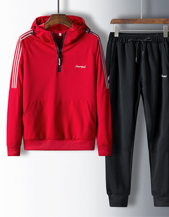 乔丹特步秋季新款休闲套装男修身运动服 红色 s【图片 价格 品牌 报价