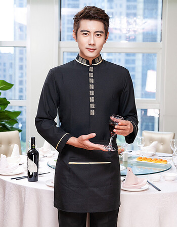 服务员工作服长袖餐饮火锅店饭店餐厅茶楼酒店服务中国风服秋冬装