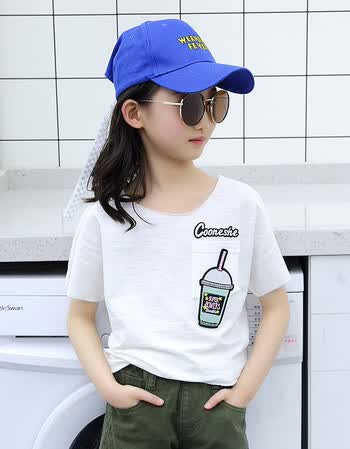 女童体桖衫短袖丅2018新款夏装5-9-11岁7小女孩上衣儿童白t恤qj 白色