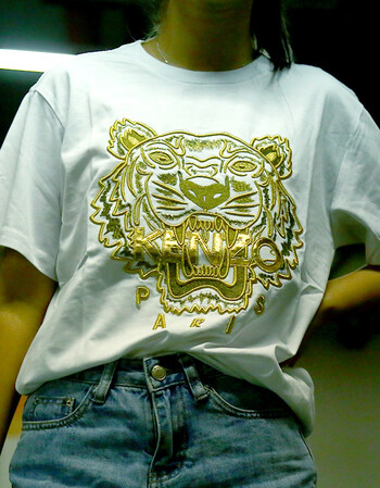 虎扑高田贤三男女纯棉经典虎头刺绣短袖上衣kenzot恤情侣款 ys555 xl