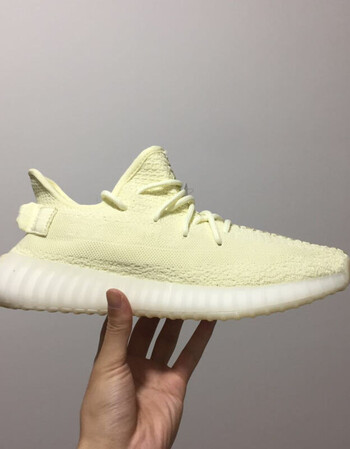 椰子泡泡女鞋侃爷同款350v2男鞋夏季网面真爆透气运动跑步鞋 奶油黄