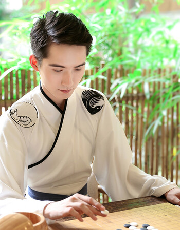 汉服男装乌鹭日常情侣cp装绣花半臂交领衣裳春秋冬装wy 仅白色上衣