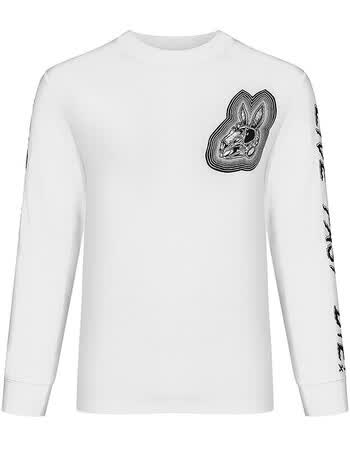 mcqueen 麦蔻纯棉骷髅兔图案男士长袖t恤银泰 白色 s【图片 价格 品牌