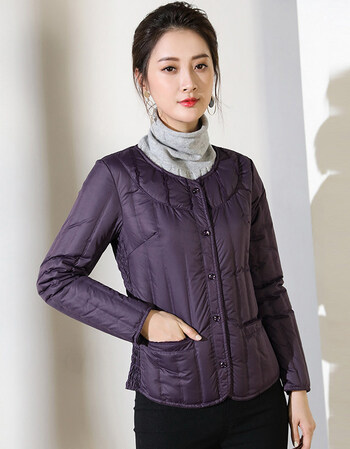 轻薄修身短款羽绒内胆女冬季新款打底保暖内穿长袖无领羽绒服百搭潮流