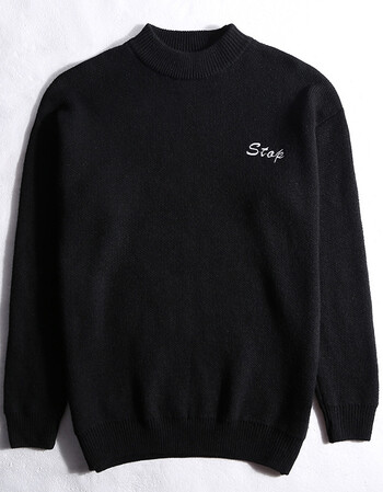 毛衣男宽松套头针织衫上衣青年半高领毛线衣学生毛衫线衣秋冬 黑色 l