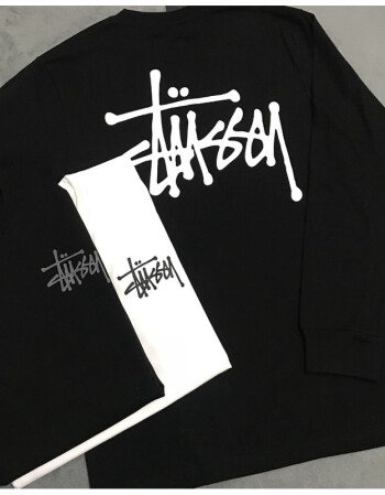 自制stussy 新款無c 長袖t恤 斯圖西巡遊 薄款衛衣 寬鬆大碼情侶 黑色