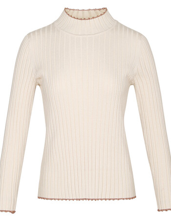 2018秋冬新款韩版女装修身保暖纯色打底毛衣休闲百搭针织衫73037 杏色