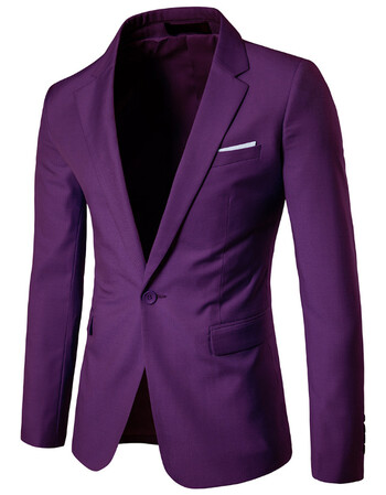 男装新款秋装商务休闲西服 伴郎婚礼小西装9色可选00-上衣- 紫色 l