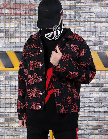 alina botea 香港潮牌潮宽松街头个性男装衣服嘻哈暗黑系摇滚夜场纽扣