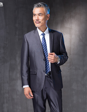 秋中老年人休闲西服羊毛西装套装男士中年外爸爸礼服父亲40-50岁 深蓝