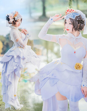 王者榮耀純白花嫁小喬cos婚紗周瑜純白西裝禮服cosplay服裝大全套 花